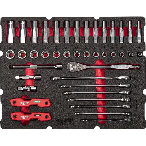 Verktøysett MILWAUKEE Skuminnlegg Packout 55 deler